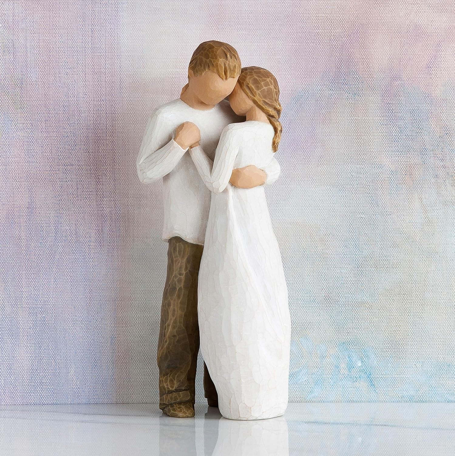 Hand-Painted Couple Embrace Sculpture