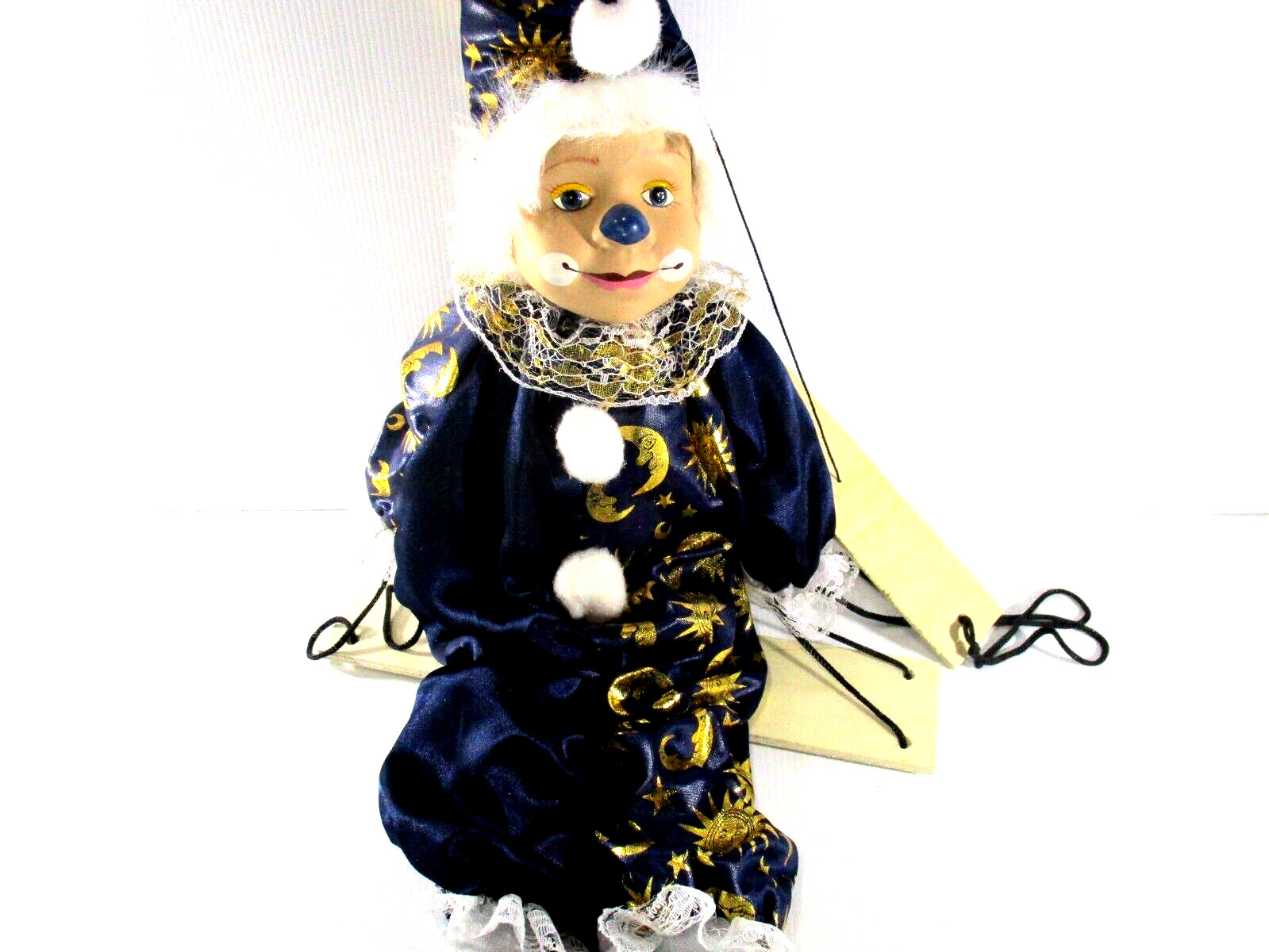 Porcelain Clown Hanging Has New Plywood Seat and Top Hanger 51cm Tall x 32cm W