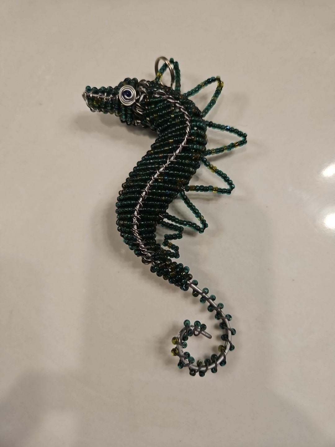 Handmade Beaded Wire Ornament Marine Art – Seahorse 6 “