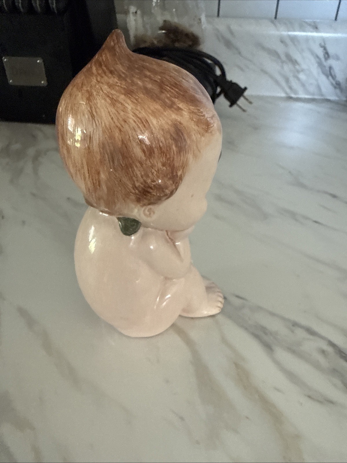 Unique Vintage Chalkware Kewpie Sitting Girl Figurine 6″ Tall