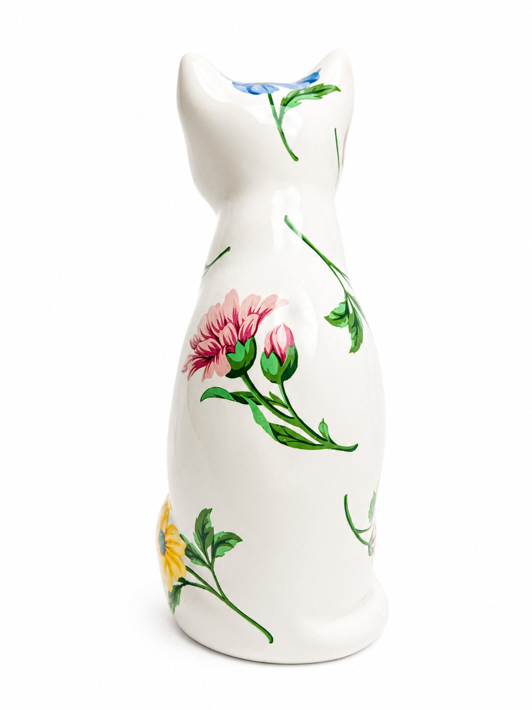 Tiffany Co 1996 Sintra Floral Cat Figurine Hand Painted Porcelain Portugal MIB