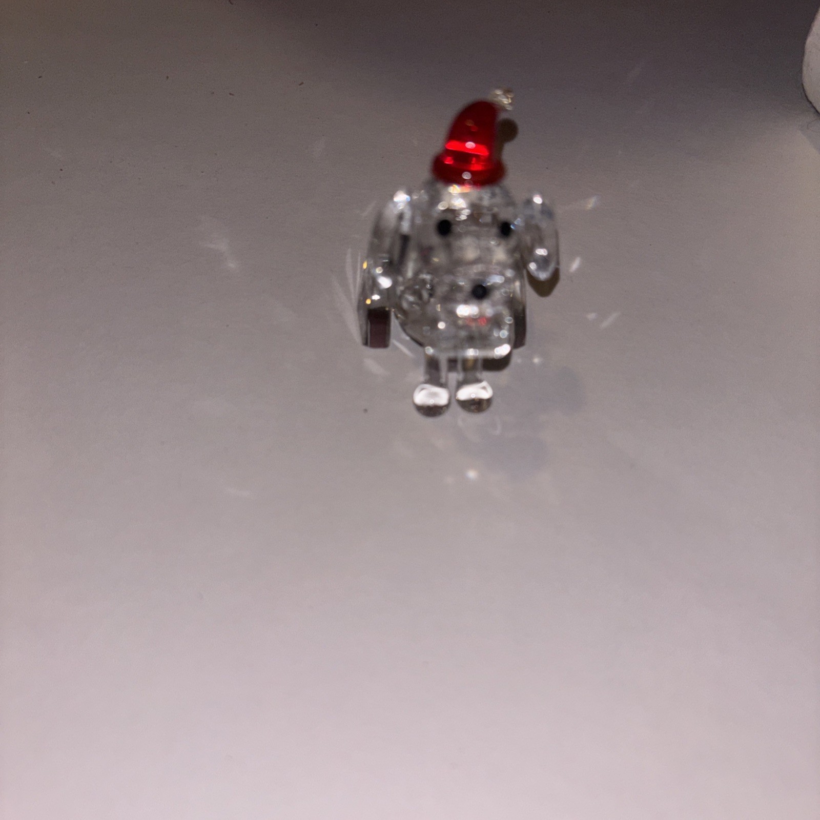 Swarovski Crystal Christmas puppy Figurine With Santa Hat