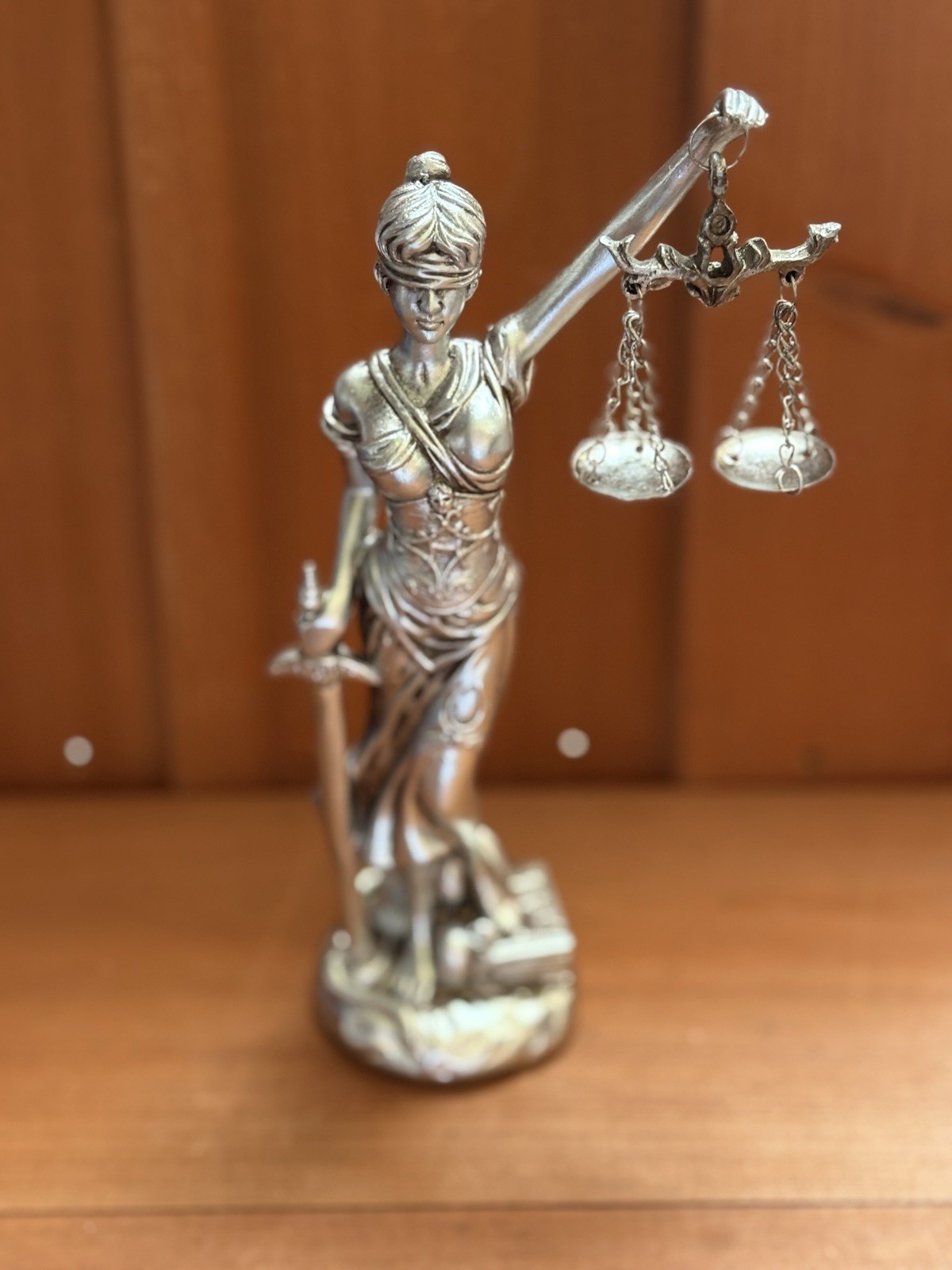 Lady Justice Figurine 8” Resin Sculpture in Gold Finish Law Office Decor