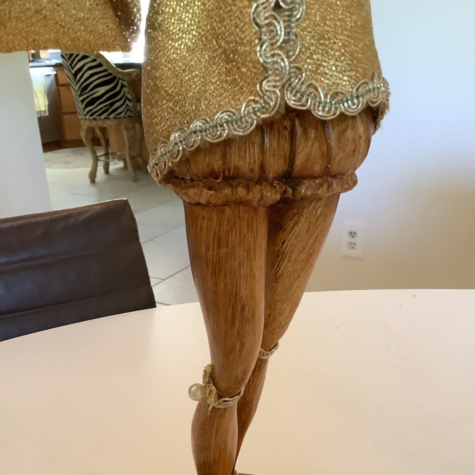 MCM Gilt Wood Composite 17.5” Pixie Elf Playing Violin Hollywood Regency