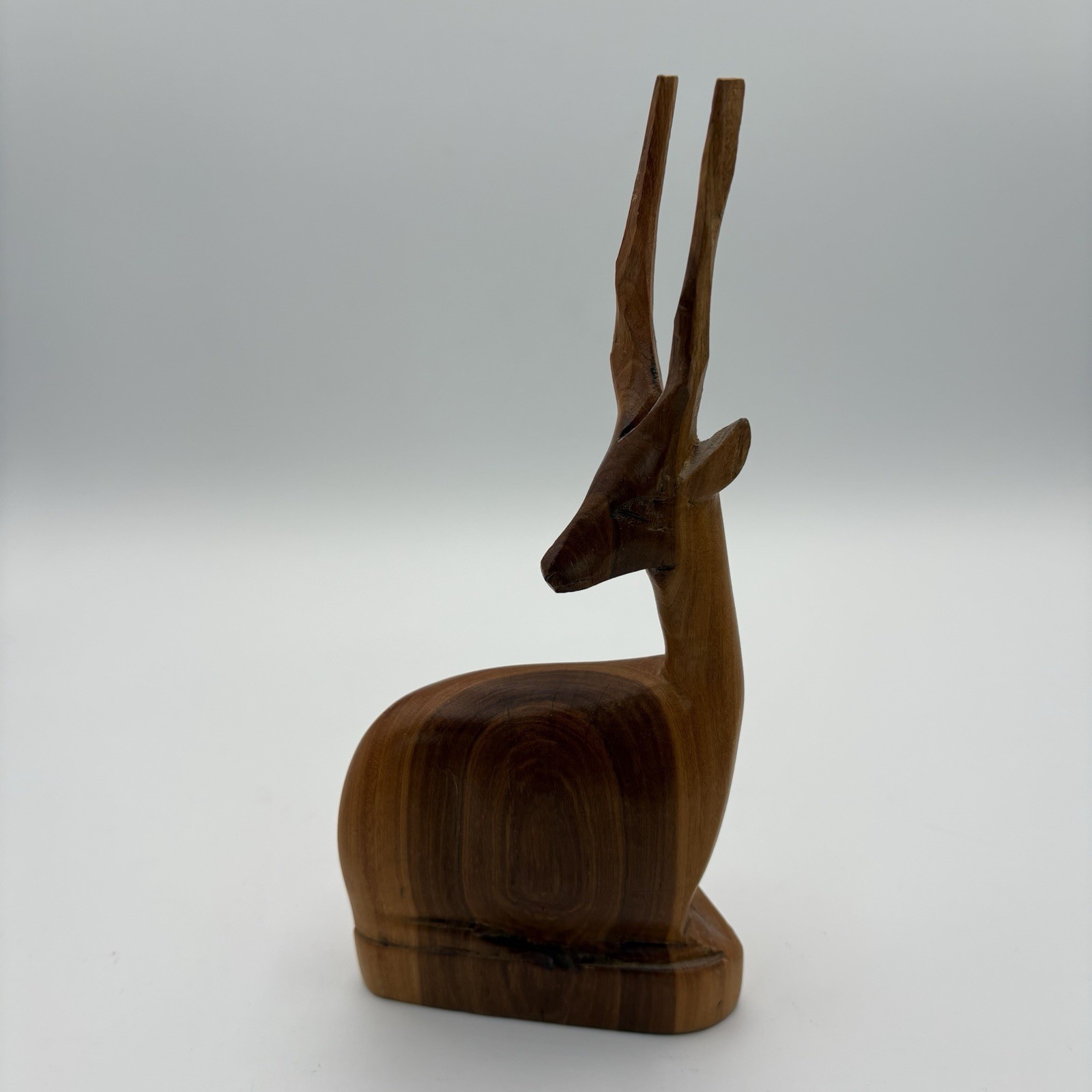 Vintage Wooden African Gazelle Hand Carved Wild Animal Figurine Made in Kenya