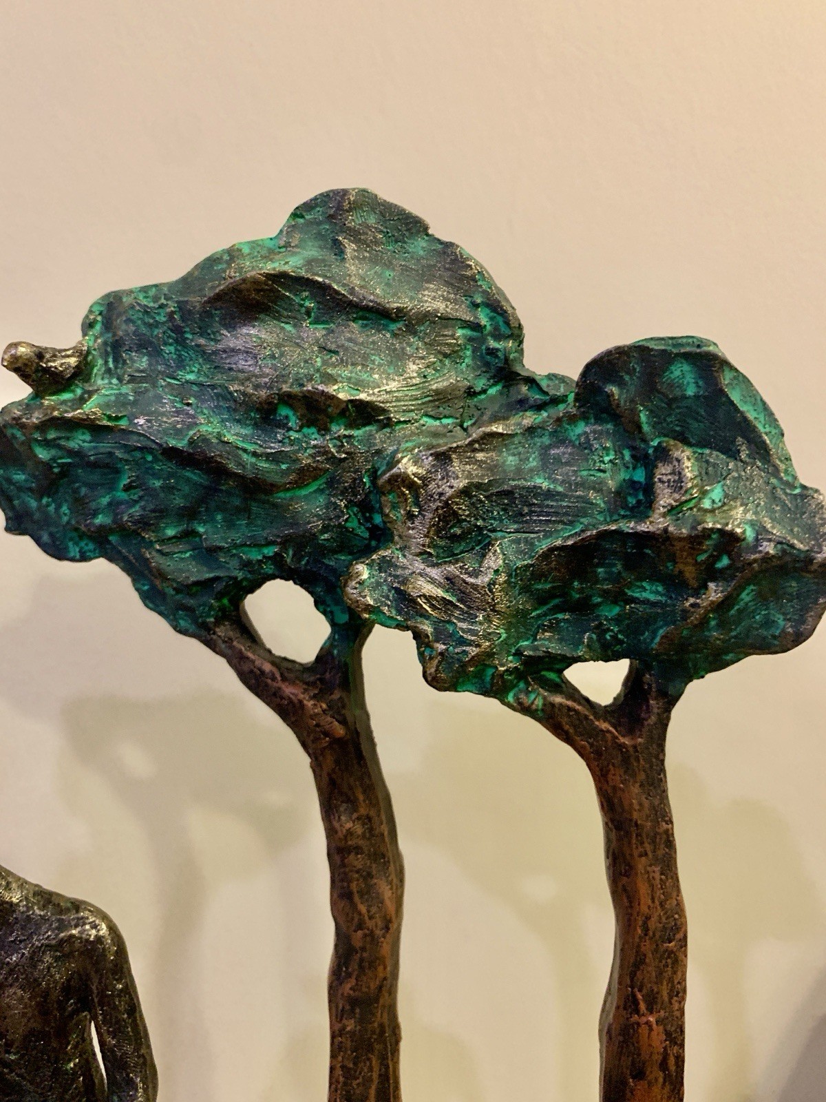 Rustic Cast Bronze-Look Table Sculpture Through The Years Impressionism 11”x 11”
