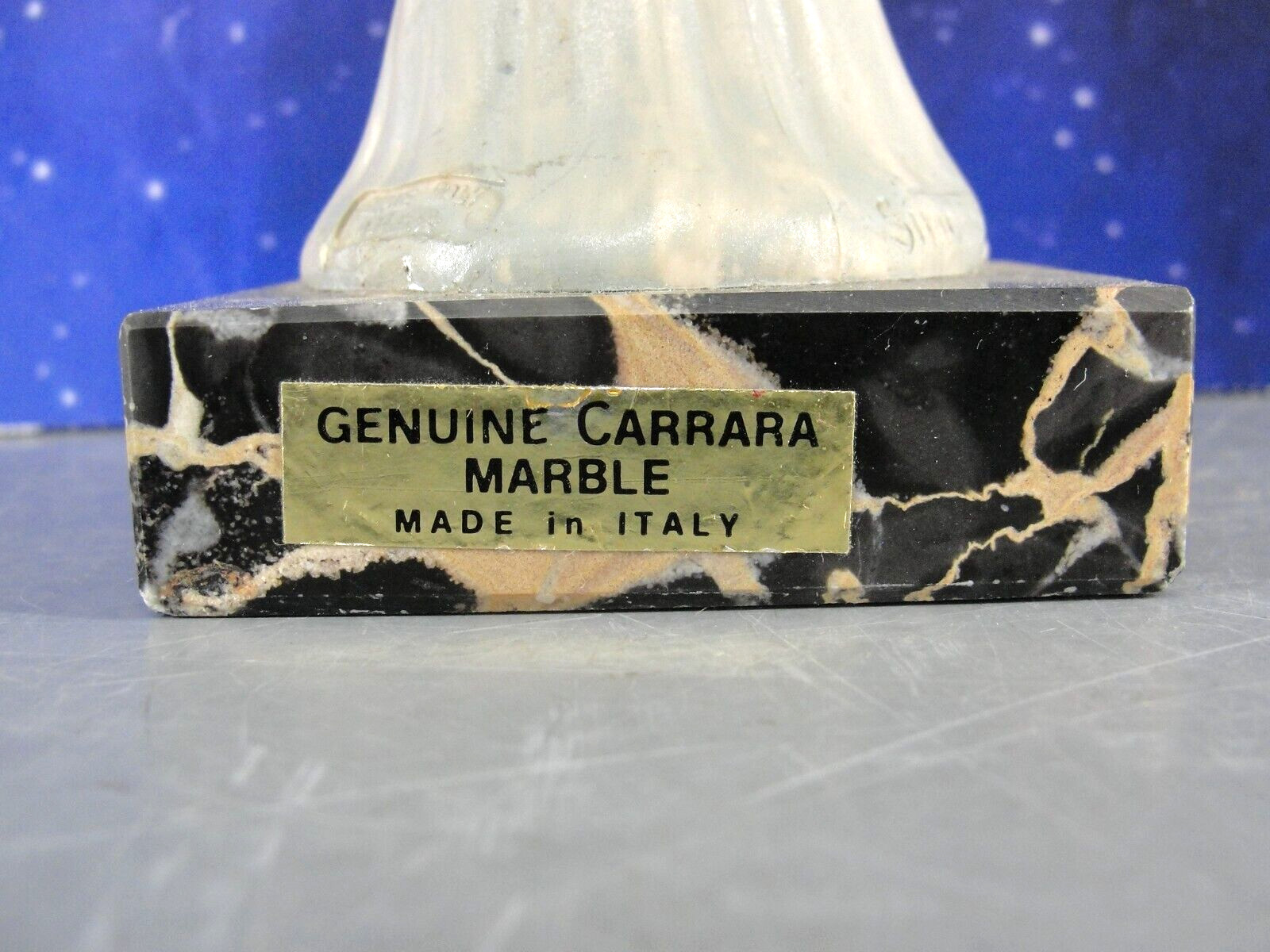 FONTANINI SIMONETTI DEPOSE NUN FIGURE CARRARA MARBLE BASE HAND PAINTED ITALY VTG