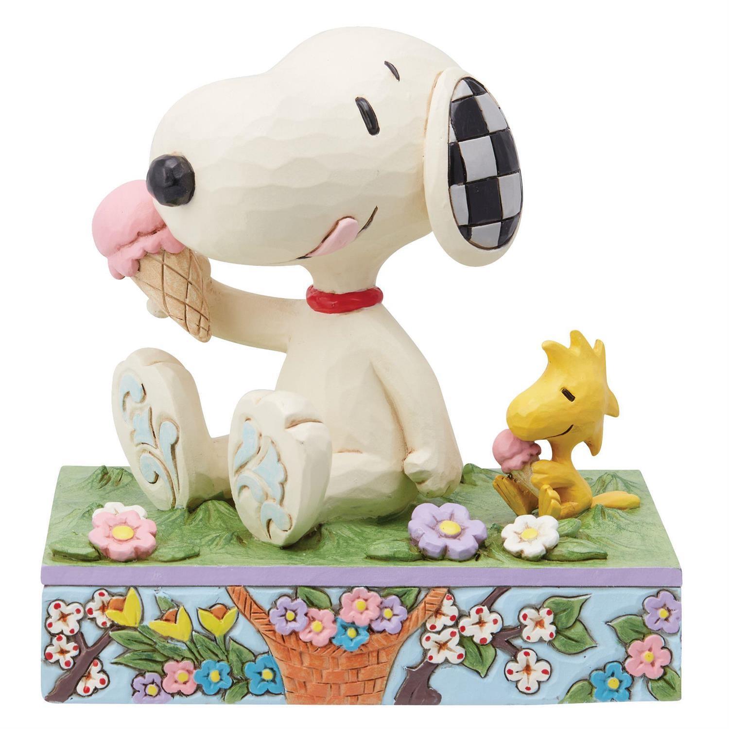 Jim Shore Peanuts Snoopy & Woodstock Eating Ice Cream Figurine 6014349