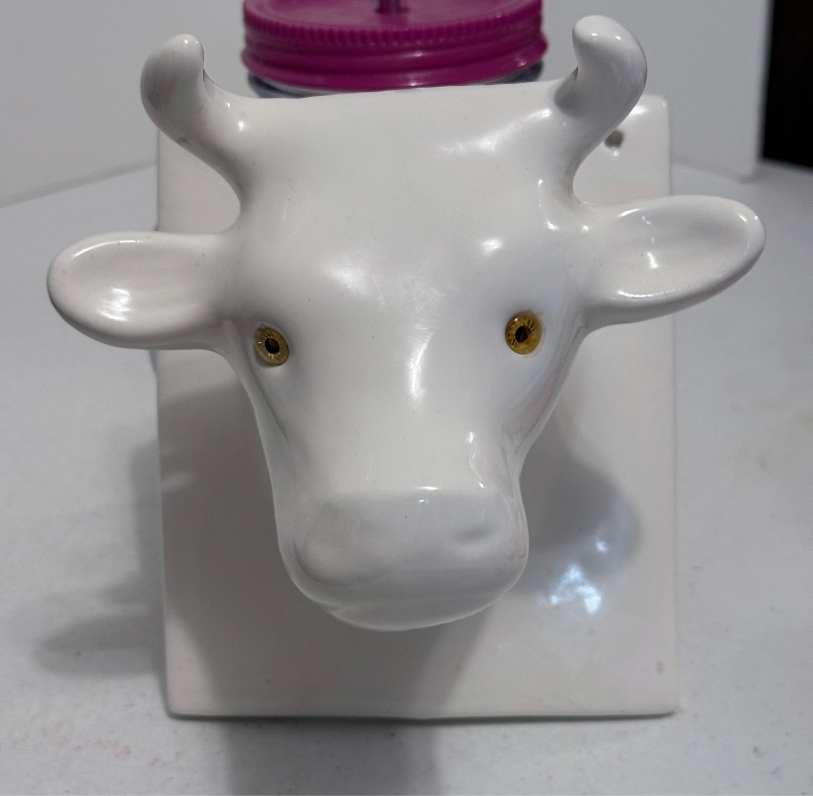 VINTAGE Wall Mount Ceramic Bull’s Head 1980’s Nice Cottage Decor 7″ x 6″ x 6″