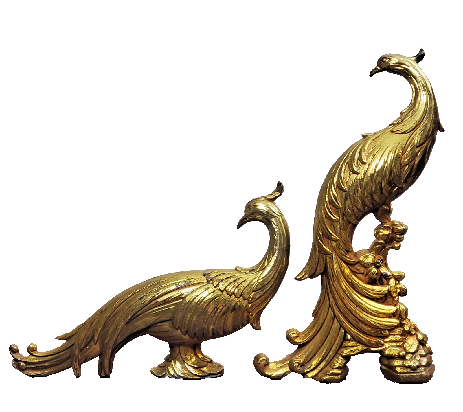 Vintage Syroco Gold Peacock Bird Figurines – Pair (Hollywood Regency) USA