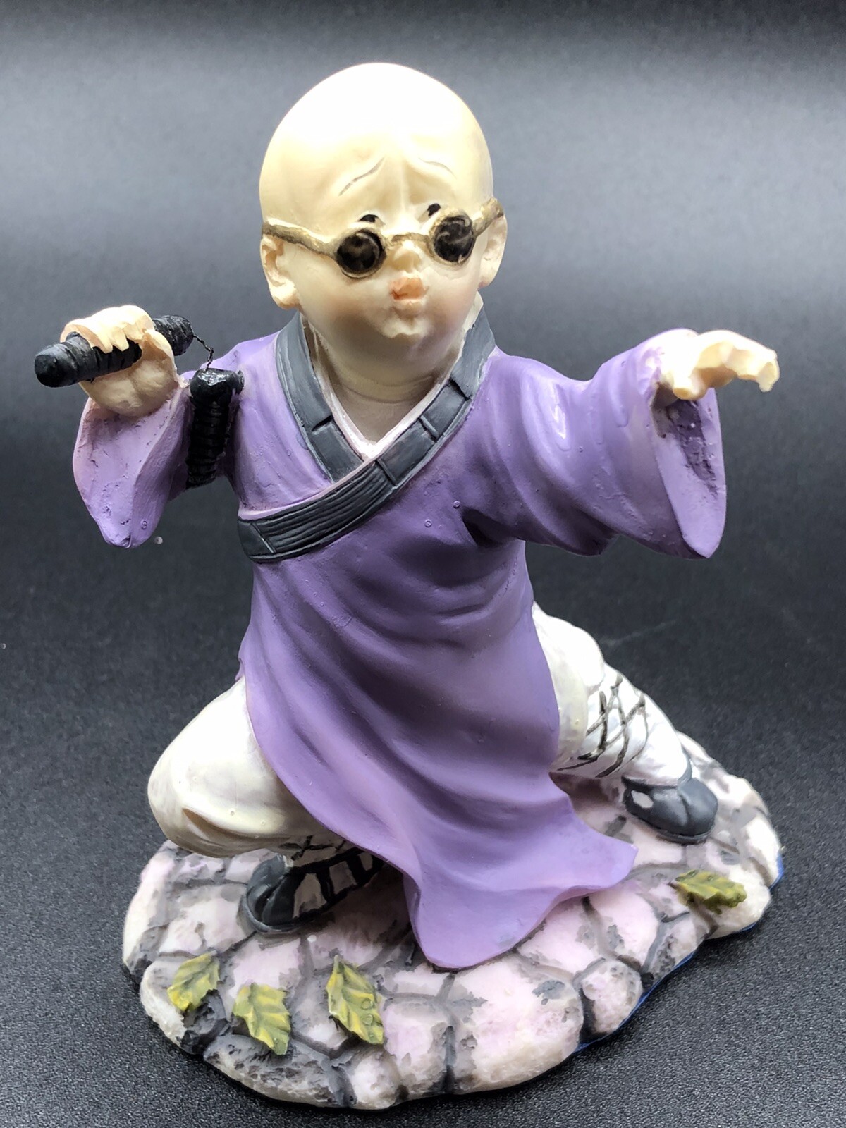 Shaolin Little Monk Kung Fu Boy Resin Figurines- Set Of 3