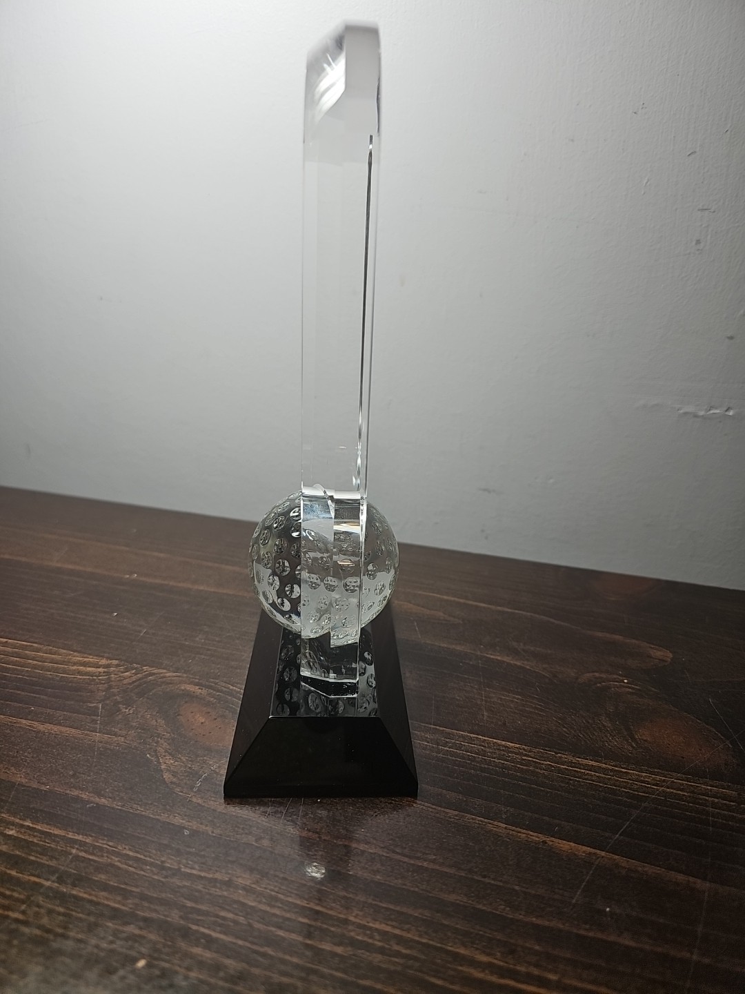 9″ Golf Ball Optic Crystal Arch Dome Trophy On Black Pedestal Base Award CRY308