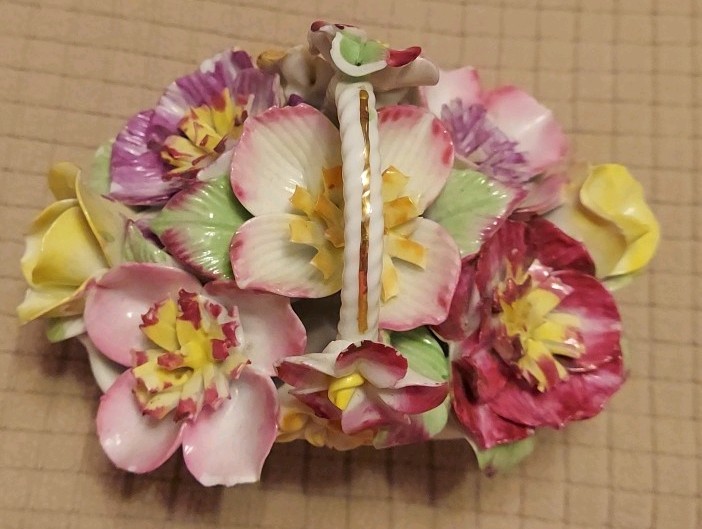 Vintage Ceramic Basket Of Flowers Japan Ucagco
