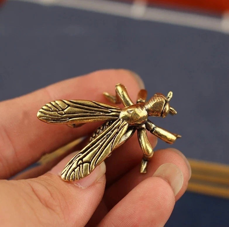 Brass Mosquito Insect Animal Figurine Miniature Statue Table Home Decoration Toy