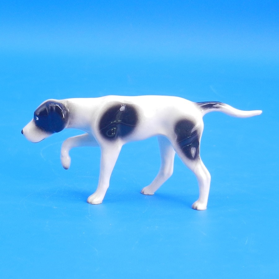 Hagen Renaker Miniature POINTER Black & White Hound Dog Vintage Figurine