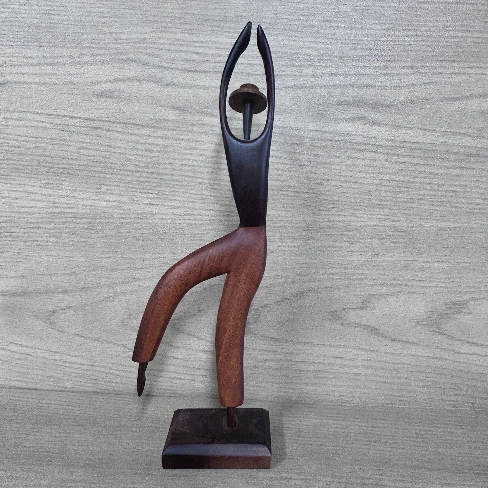 Handcarved Wood Abstract Art Dancing Man Figurine Vintage 11.5”
