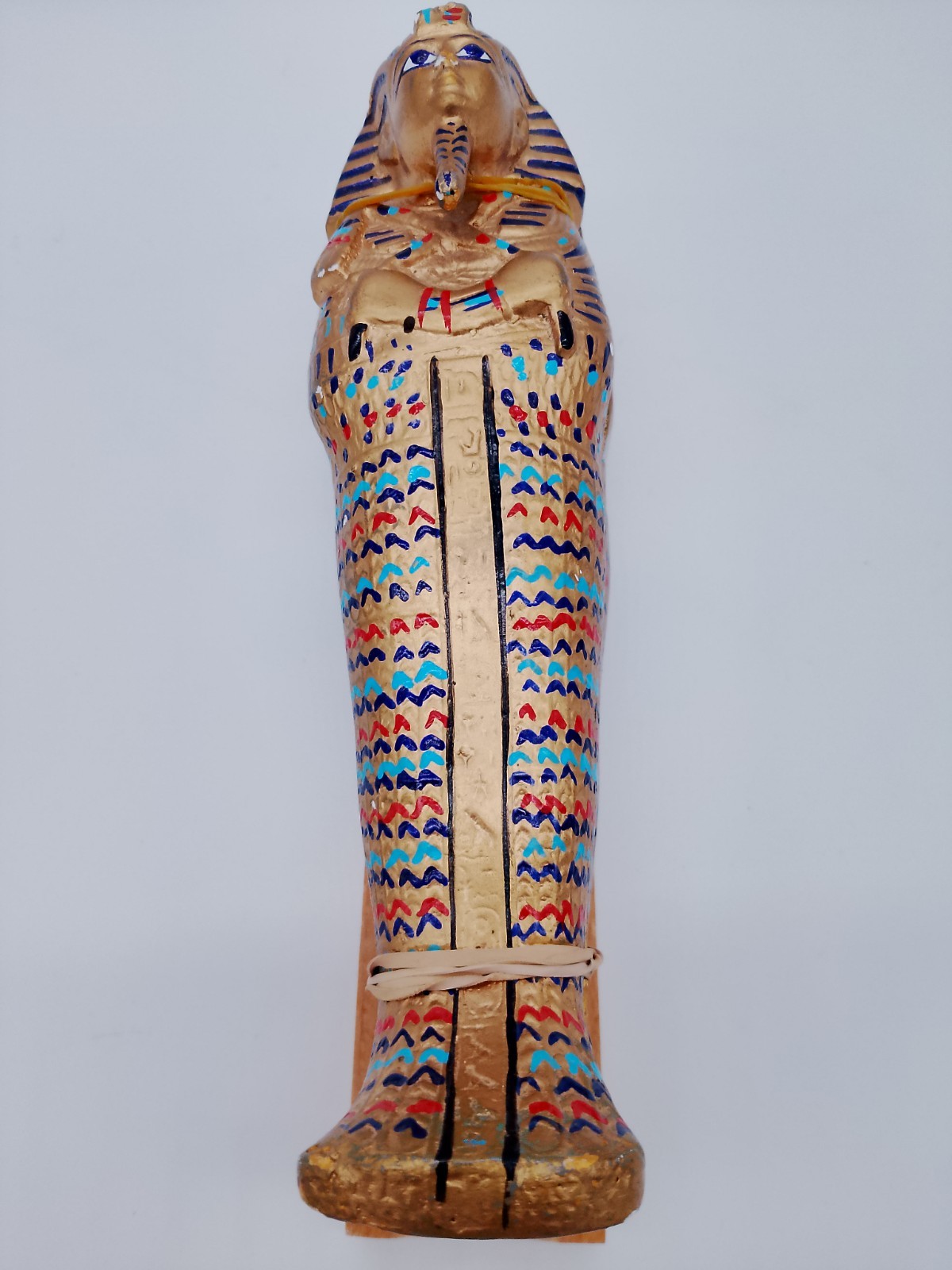 Beautiful Handpainted Miniture Replica of King Tut Mummy. Made In Egypt 9.5