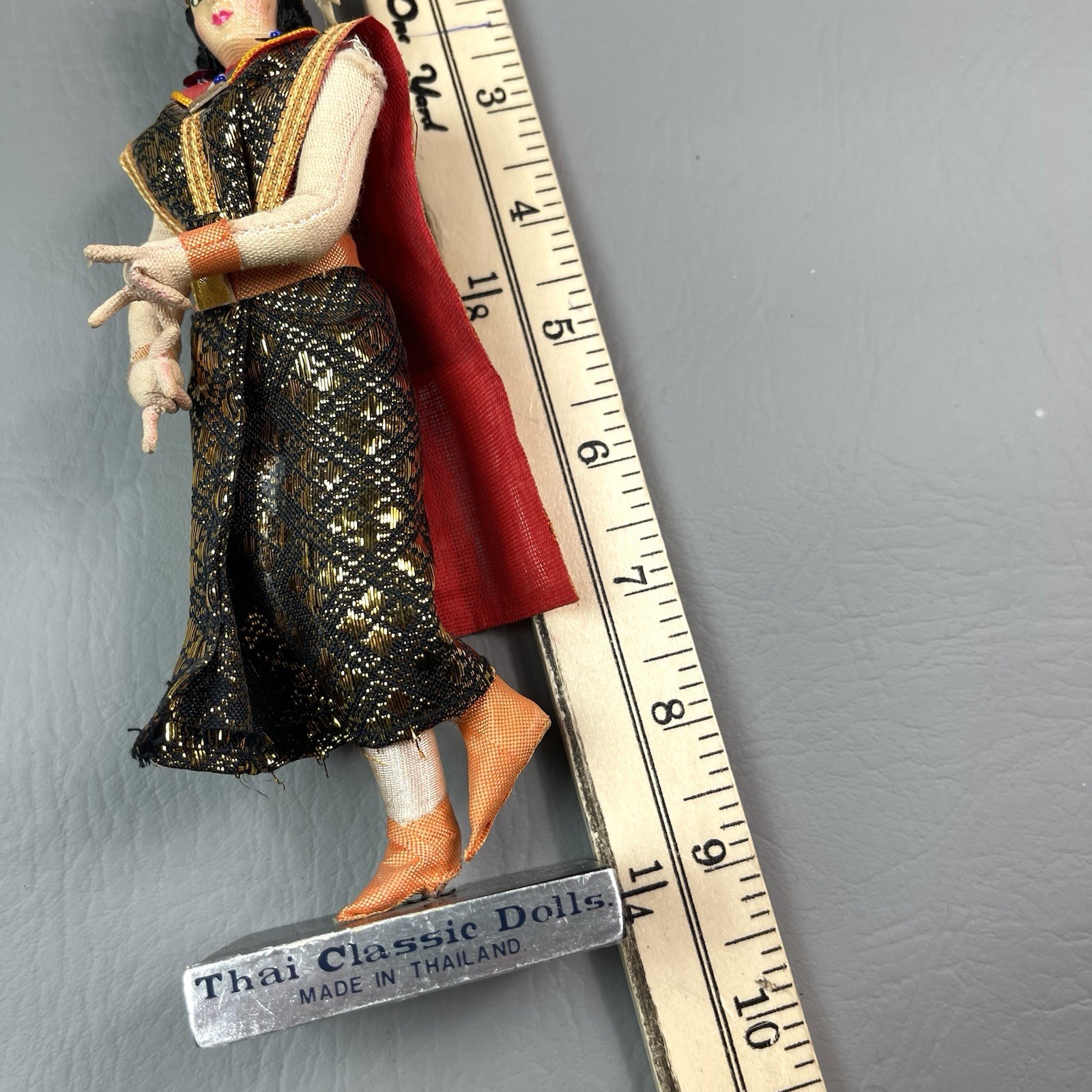 Thai Classic Dolls Traditional Dancer Costume Gold Headdress Made Thailand