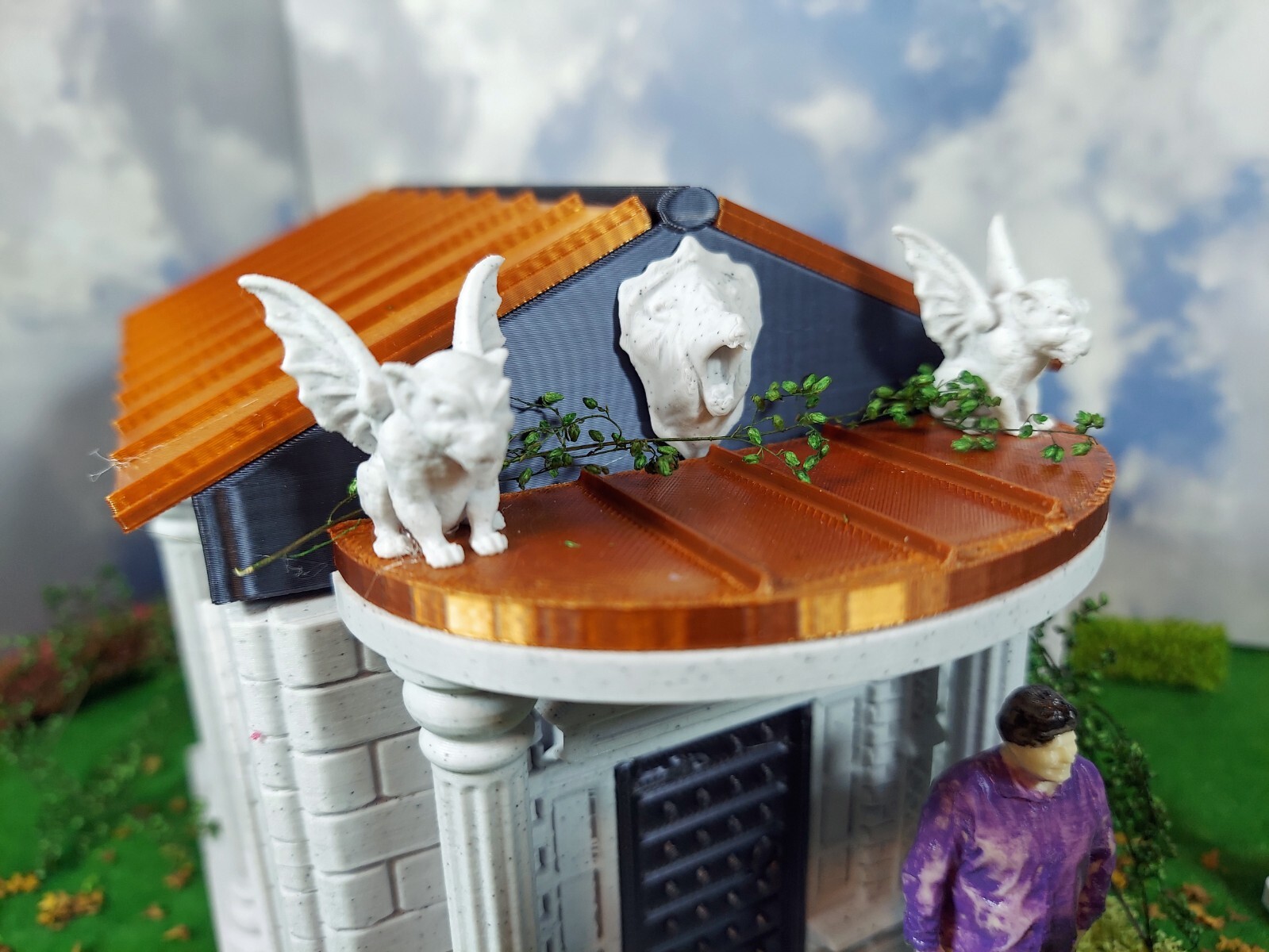 3d printed crypt. 1:24 scale (half scale) fine detail in four colors with coffin