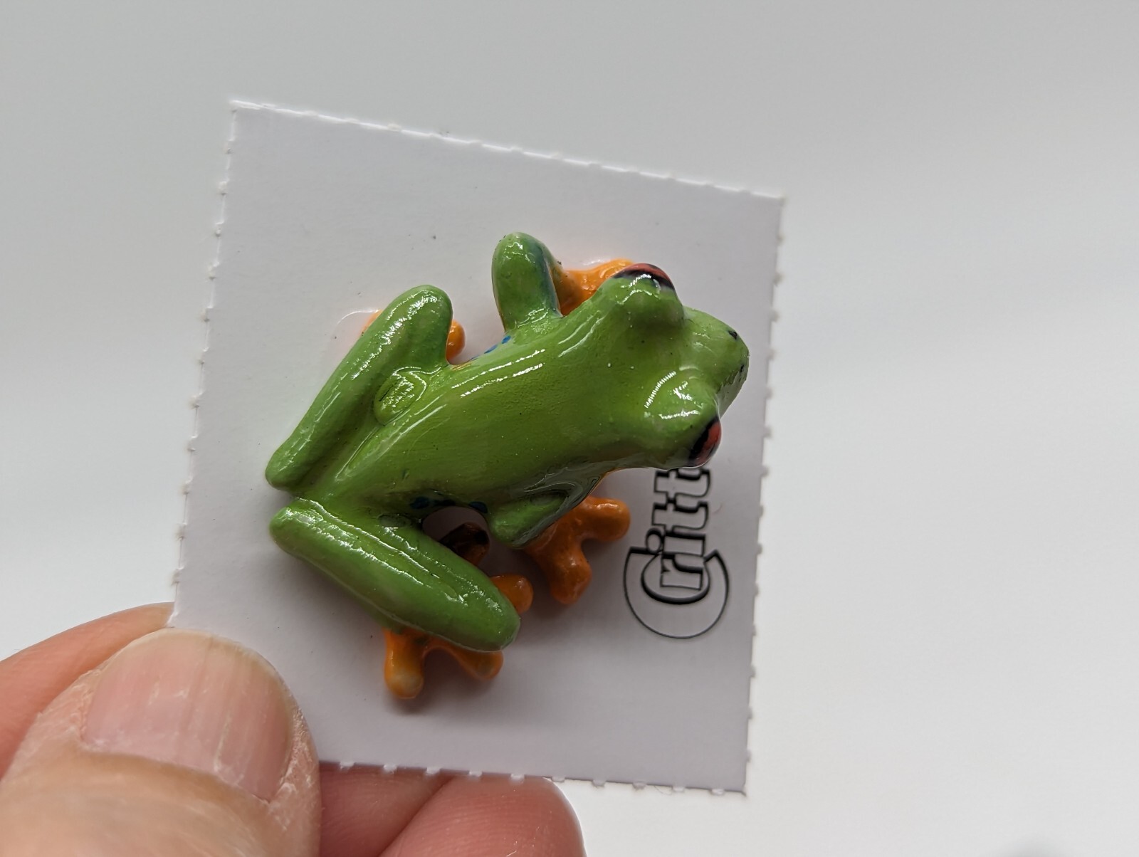 Lot /2 Little Critterz Red-Eyed & Leopard Frogs Hand-Painted Porcelain Mini Figs