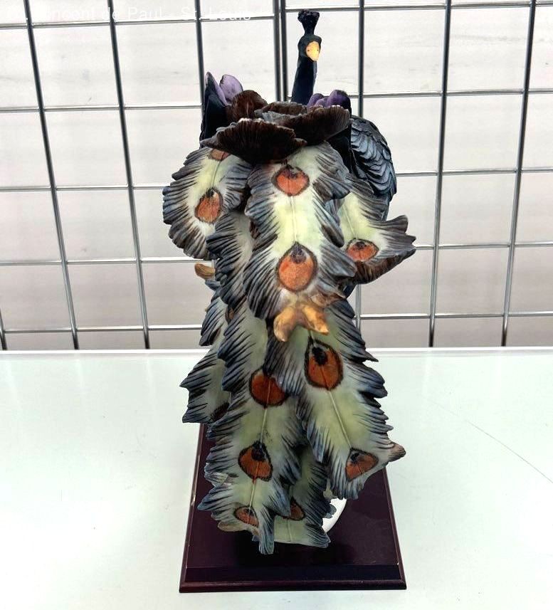 DE CAPOLI COLLECTION Peacock Sculpture Porcelain Resin Vintage
