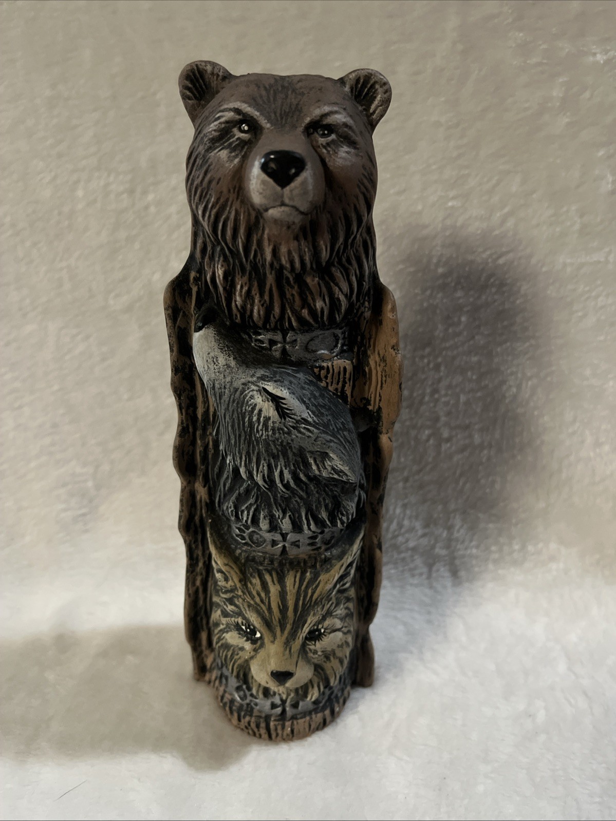 Bear Eagle Fox Ceramic Totem Southwestern Decor 7-inch Height