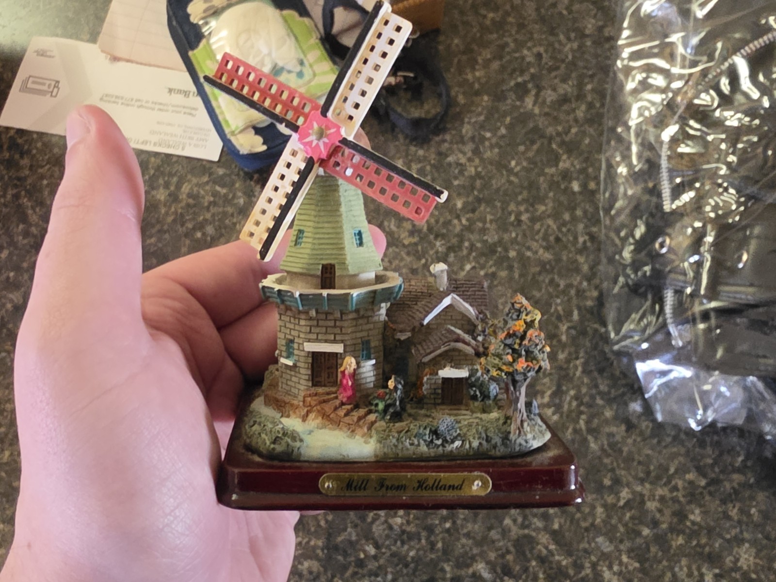 Windmill Figurine Hand Painted Multicolor Resin Sculpture Decoration