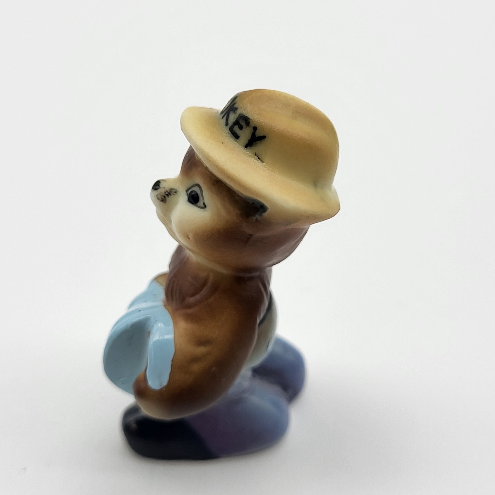 Vintage Miniature Bone China Smokey The Bear With Blue Bucket Figurine Japan