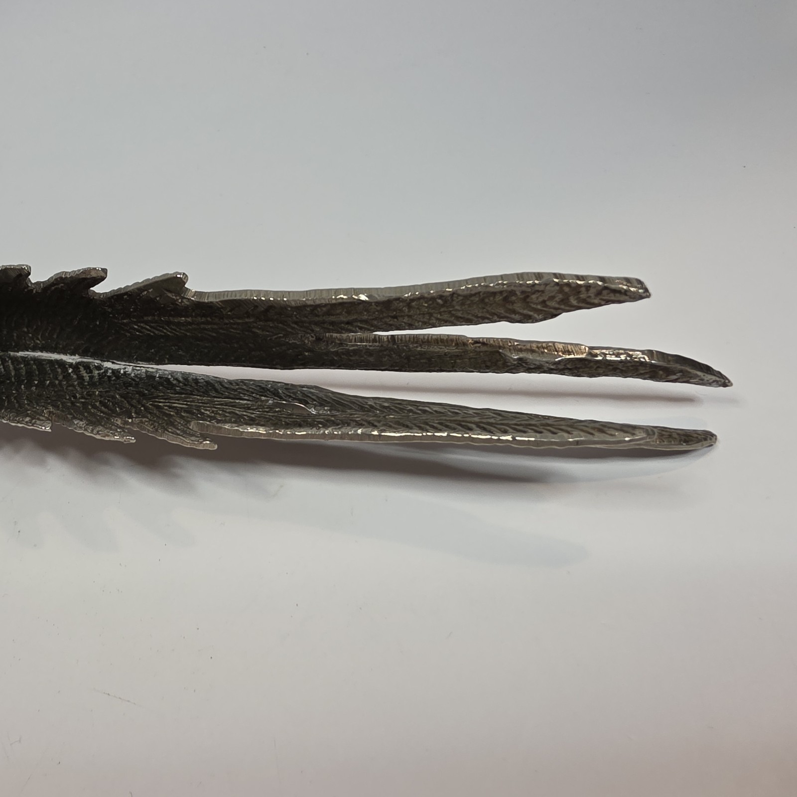 Vintage Silver Tone Pheasant Figurine Long Tail Bird Metal Statue