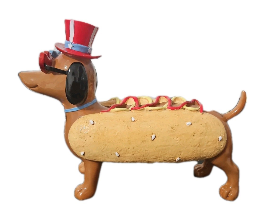 Patriotic 4th Of July Memorial Day Dauchound Hot Dog Figurine Americana New