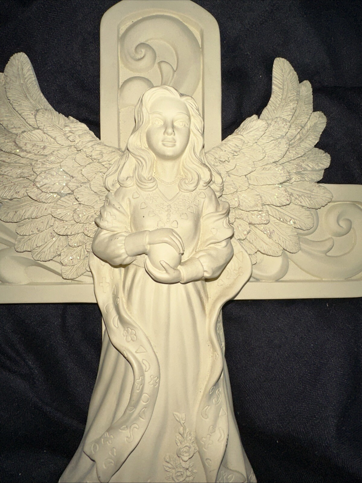 Angel Star Sculpture Cross Figurine Keepsake 2002 Angel Girl On A Cross