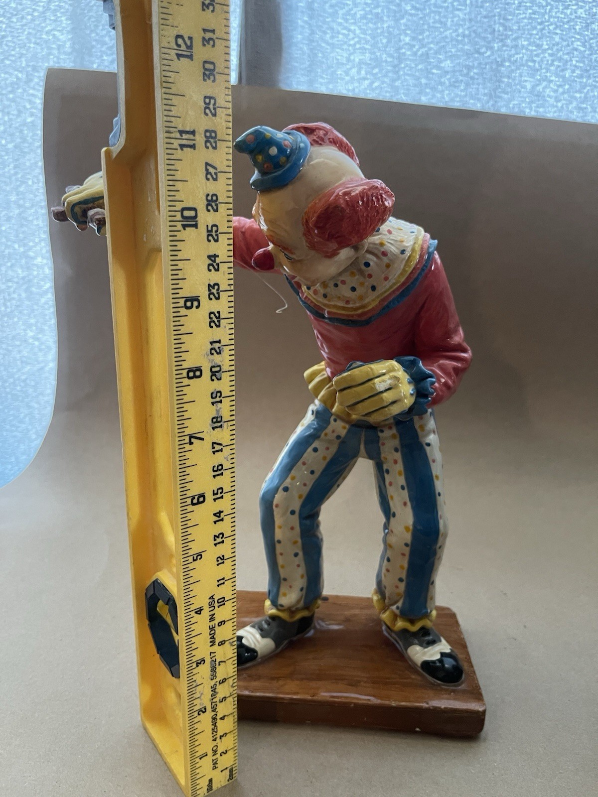 Vintage Handcrafted Clown Figurine with Porcelain Base 11.5/12 Inch Tall 2lb