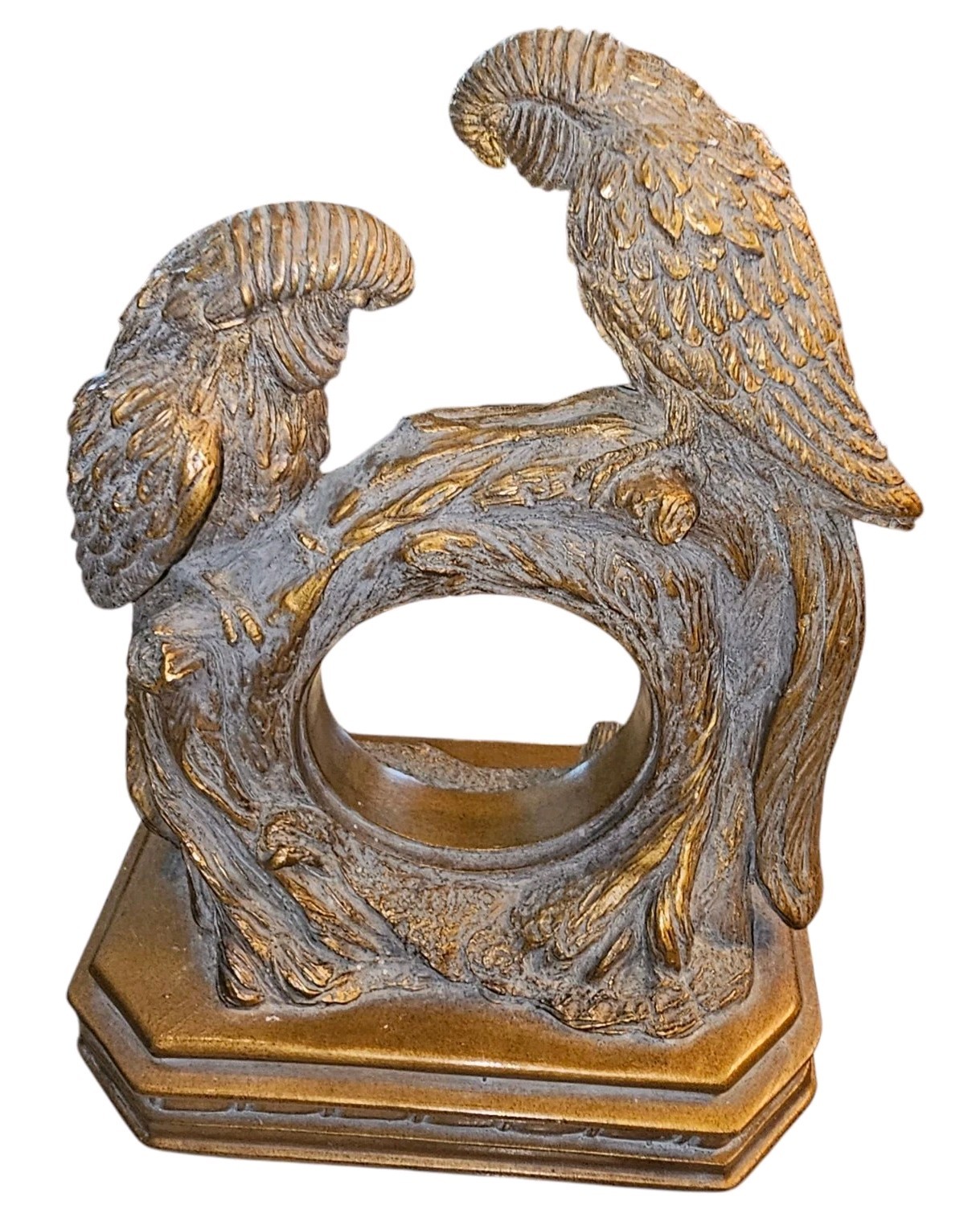 Parrots Platform Clock or Picture Holder Made Of Plaster Of Paris