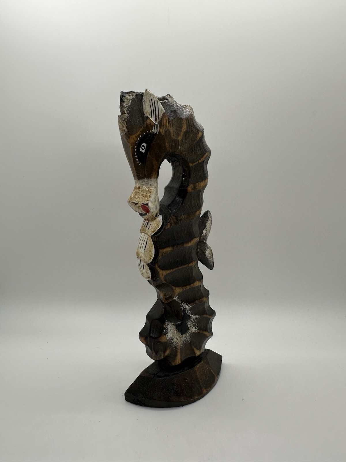 Vintage Handmade Hand Painted Wooden Sea Horse Figurine Nautical Beach Decor