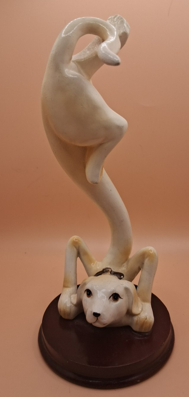 VTG 7″ SUNRISE GLOBAL Anthropomorphic Silly Puppy Tumbling Dog Resin Figurine