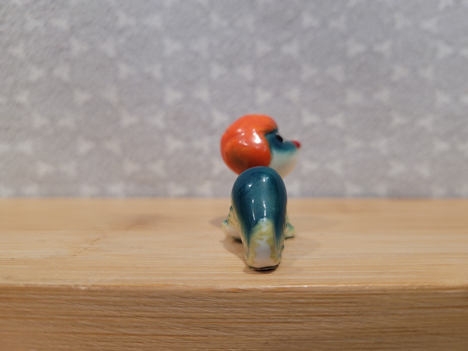 1950s Vintage Dojon Japan Caterpillar Worm Bug Green Ceramic Mini Figurine