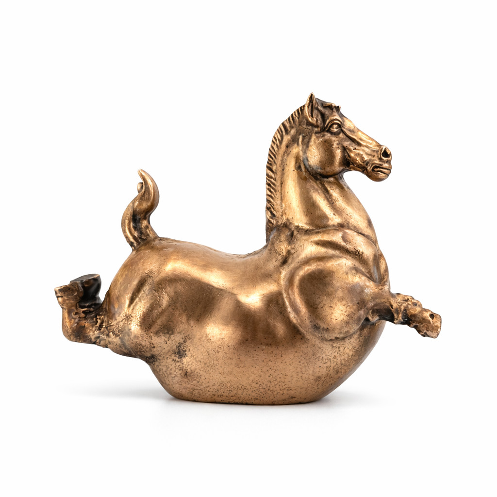 Fat Horse 6 oz | Solid Bronze Statue | Hand Poured | Gold Spartan