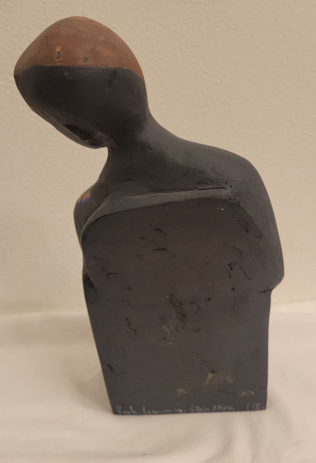 Vtg Sculpture Paule Lemasson Stein French Artist 8″ Man In Chair 1999 #15