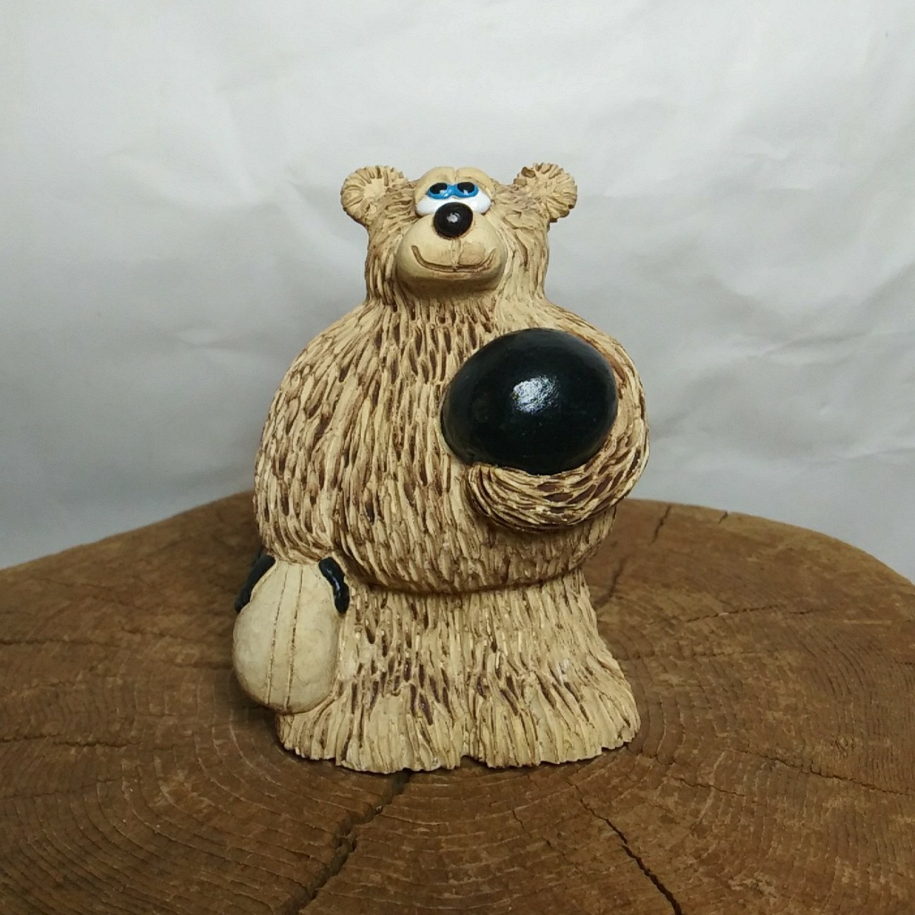 Imitating Life Figurine Going Bowling Bear Sheila Phillipp Handmade In USA