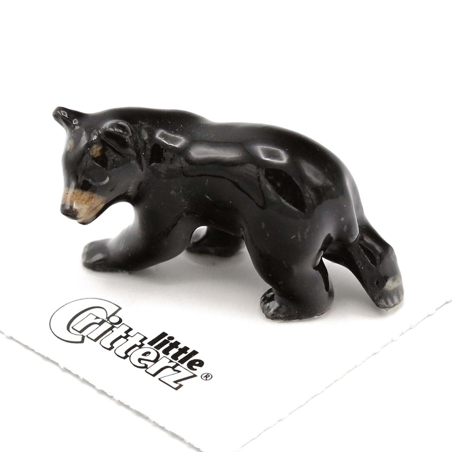 Little Critterz Bear – Black Bear “Blueberry” – Miniature Porcelain Figurine