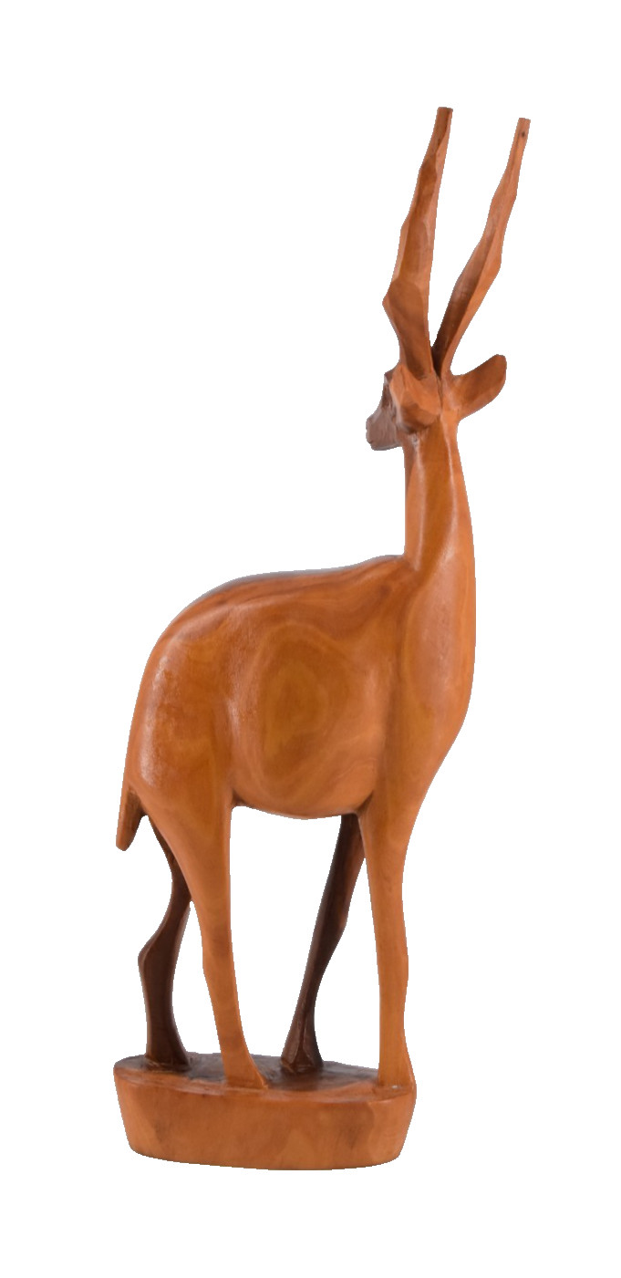 VTG Hand Carved Wooden Antelope Gazelle Deer Kenya Africa Wood Figure 13.75”
