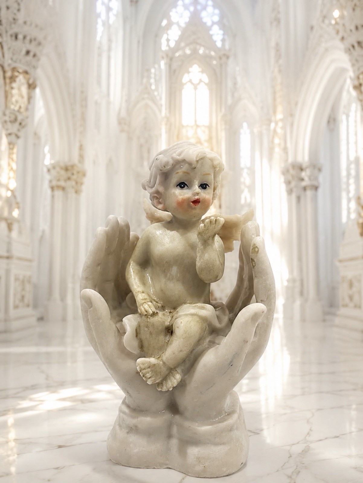 Original Vintage Bisque Porcelain Angel Cupid Cherub Figure Fine Art Antique 5”