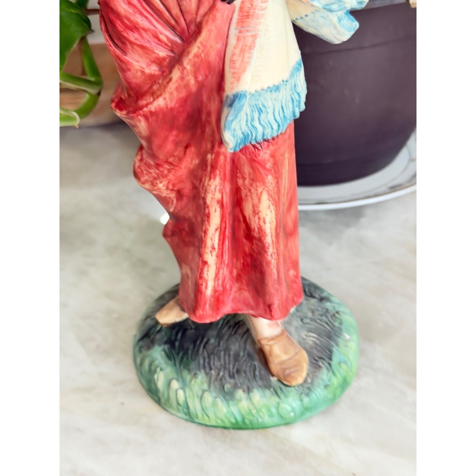 Capodimonte Shepherdess Figurine Italy 11.5″ Resin Composite Vintage