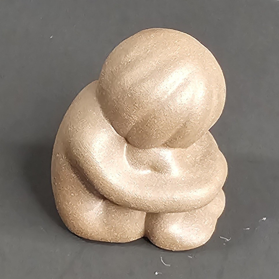 Small Bronze Matte Stone Modern Person Fig. Decorative Sculpture Overthinking