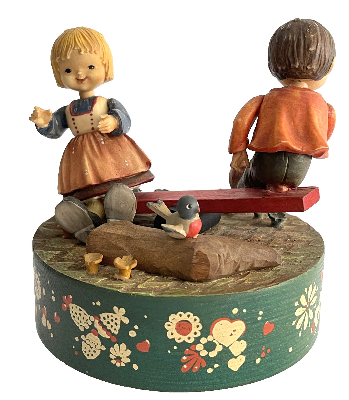 RARE Vtg ANRI Wooden Thorens Rotating Music Box School Days Made in Switzerland