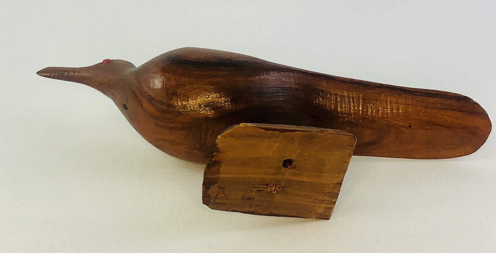 Vintage Carved Bird Wood Shore Beach on Stand Statue Figurine 5 1/2 x 7 1/2 in