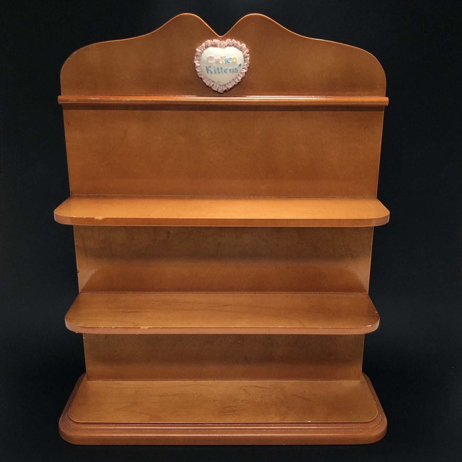 Calico Kittens Wood Display Shelf 3 Shelves For Figurines Freestanding