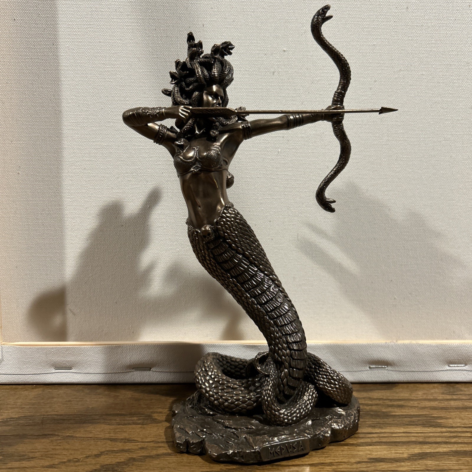 Veronese Design 9″ Furious Medusa Shooting Arrow Resin Sculpture Bronze Finish