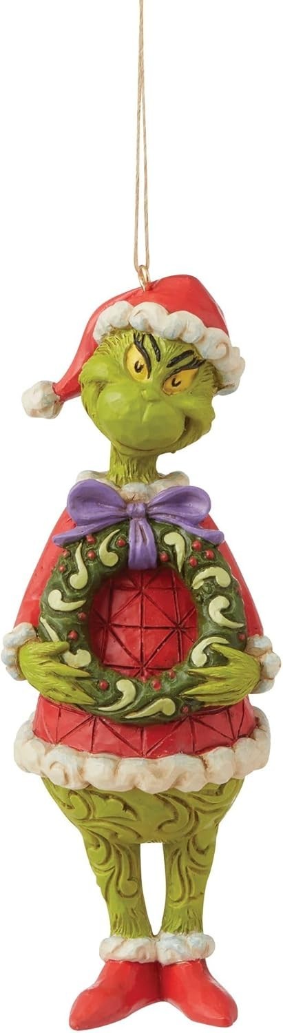 Jim Shore Dr. Seuss The Grinch Holding Wreath Christmas Ornament 6009205 NEW T