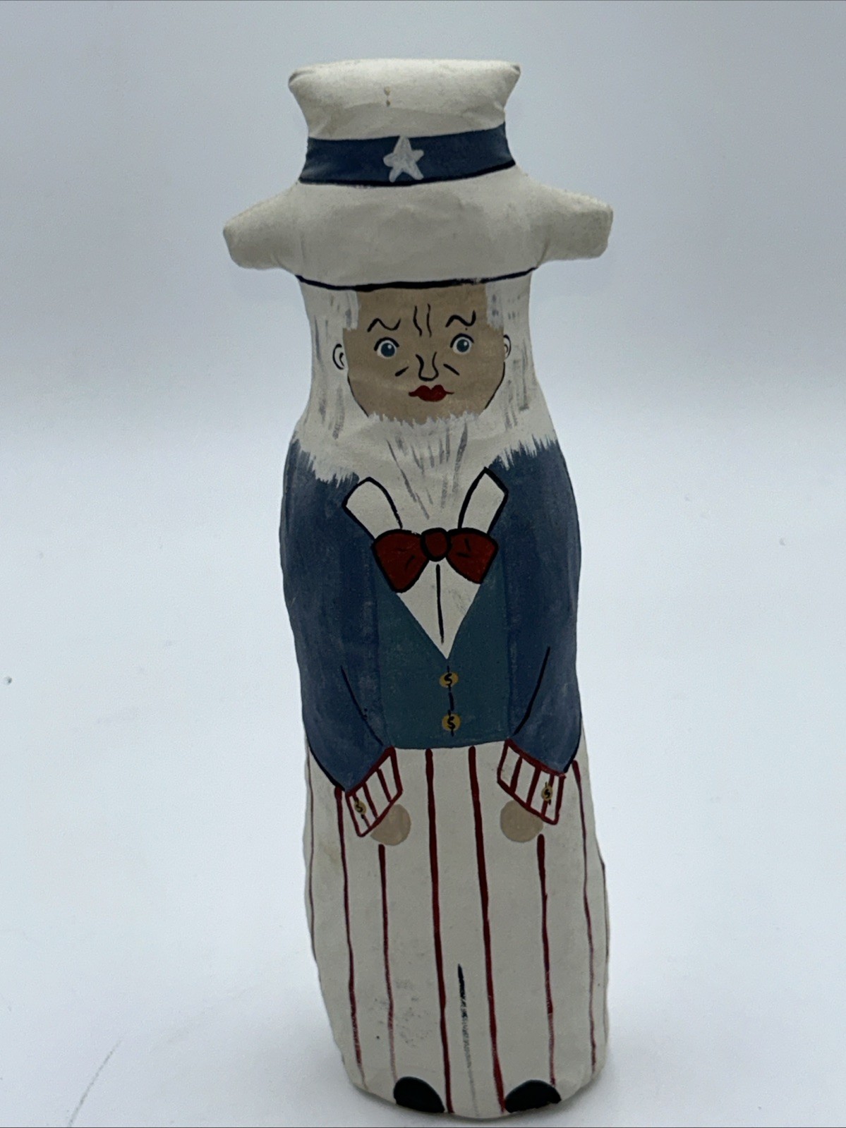 Vintage Hand Painted Oil Cloth Uncle Sam Americana Folk Art By C L Condry